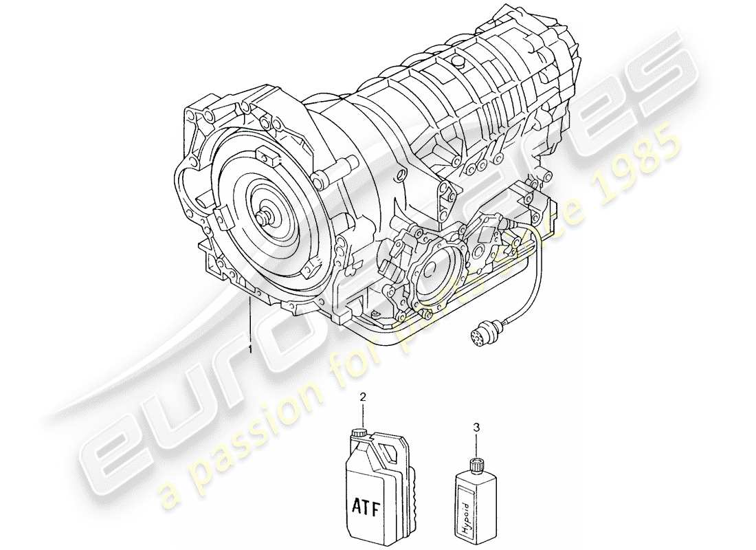 porsche 996 (2000) tiptronic - - gearbox - not ready for installation - d >> - mj 2001 part diagram