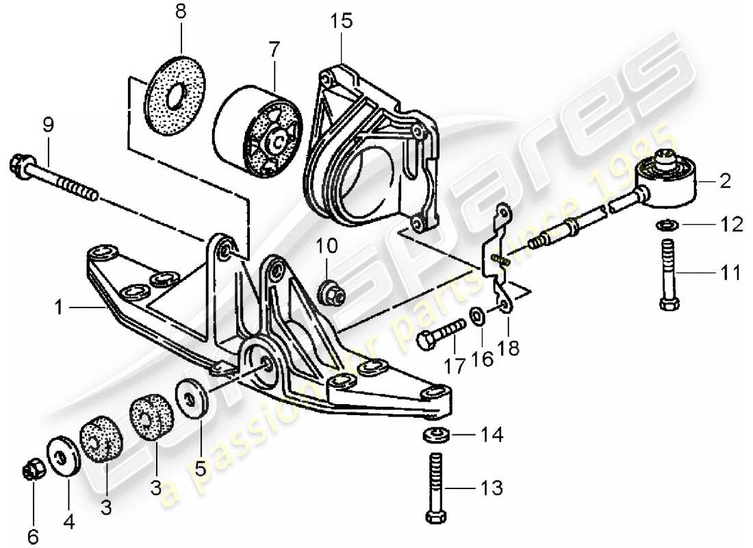 porsche 1996 (993) tiptronic - transmission suspension part diagram