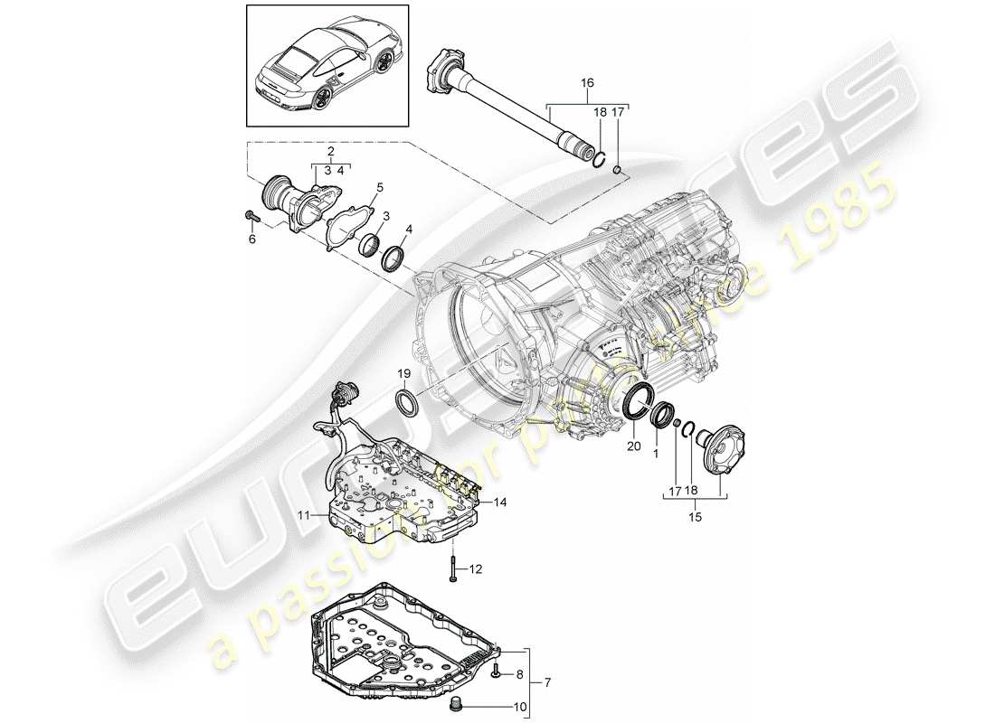 porsche 2013 (997-2 turbo / gt2 rs) - pdk - part diagram
