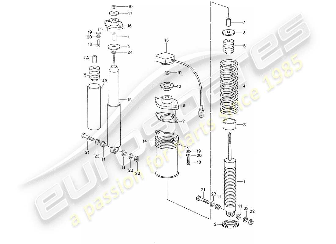 porsche 959 (1987) suspension - vibration damper parts diagram