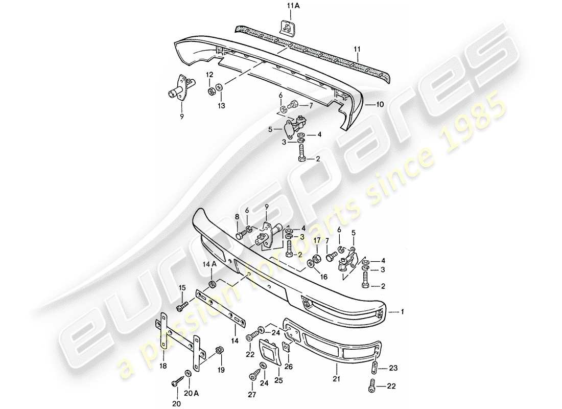 porsche 1989 (944) bumper - without: - buffer parts diagram