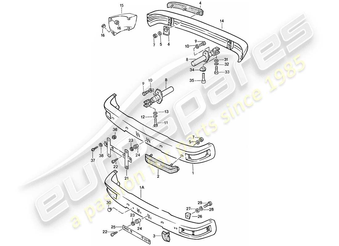 porsche 1984 (944) bumper - with: - buffer parts diagram