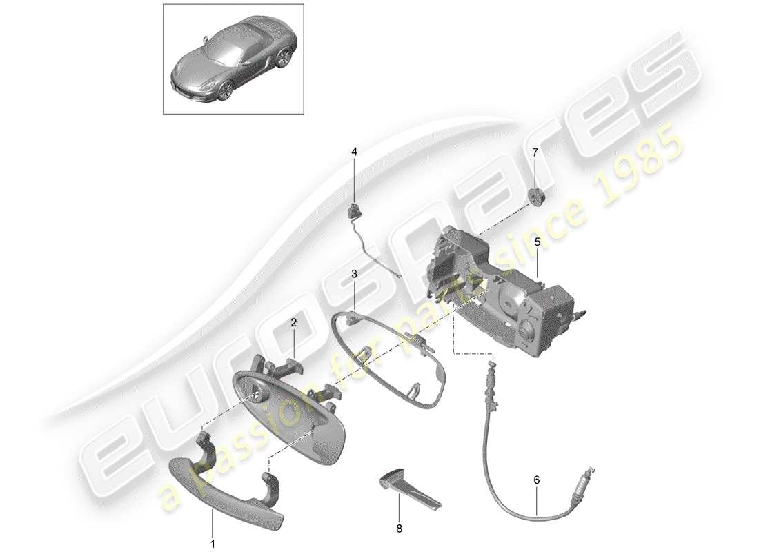 porsche 2016 (981 boxster) door handle part diagram