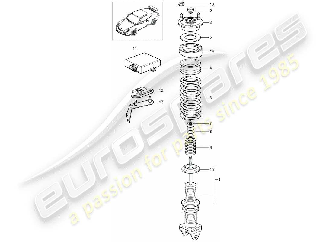 porsche 2007 (997-1 gt3) shock absorber part diagram