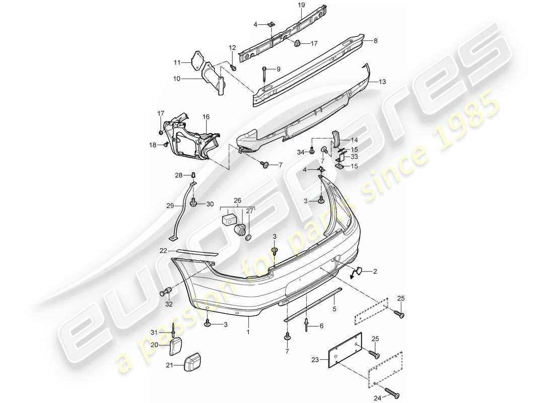 porsche 2005 (997-1) bumper part diagram