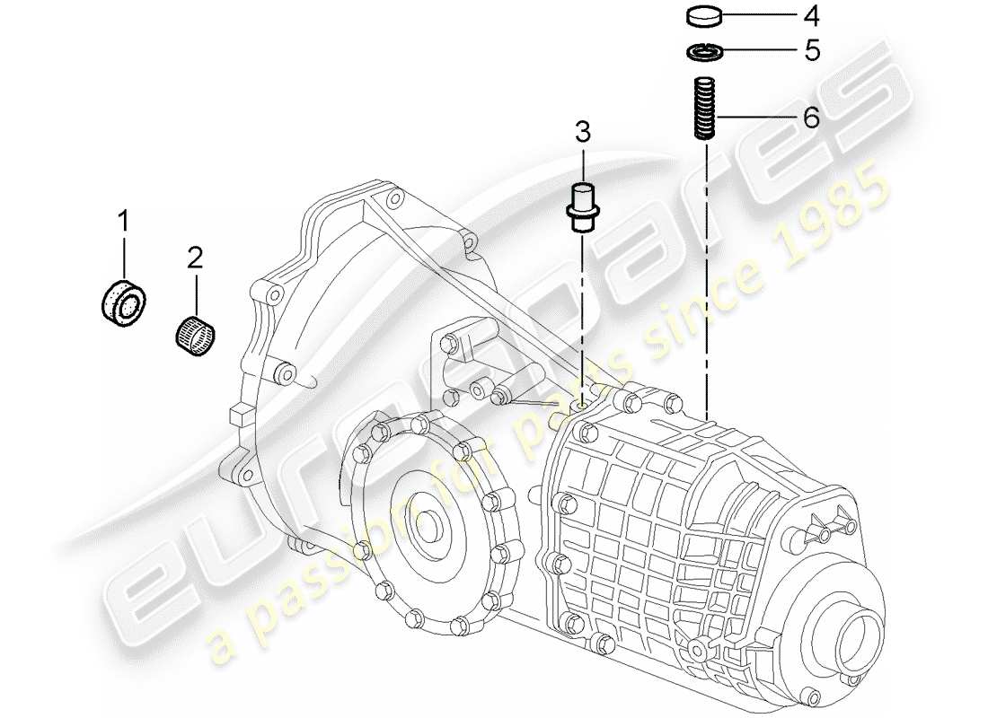 porsche 2000 (986 boxster) transmission - single parts - d - mj 2000>> part diagram