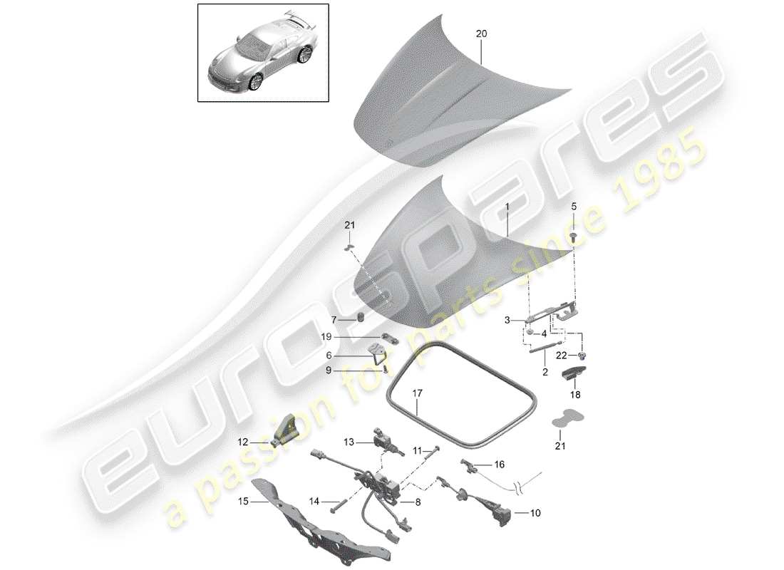 porsche 2018 (991-2 r/gt3/rs) cover part diagram