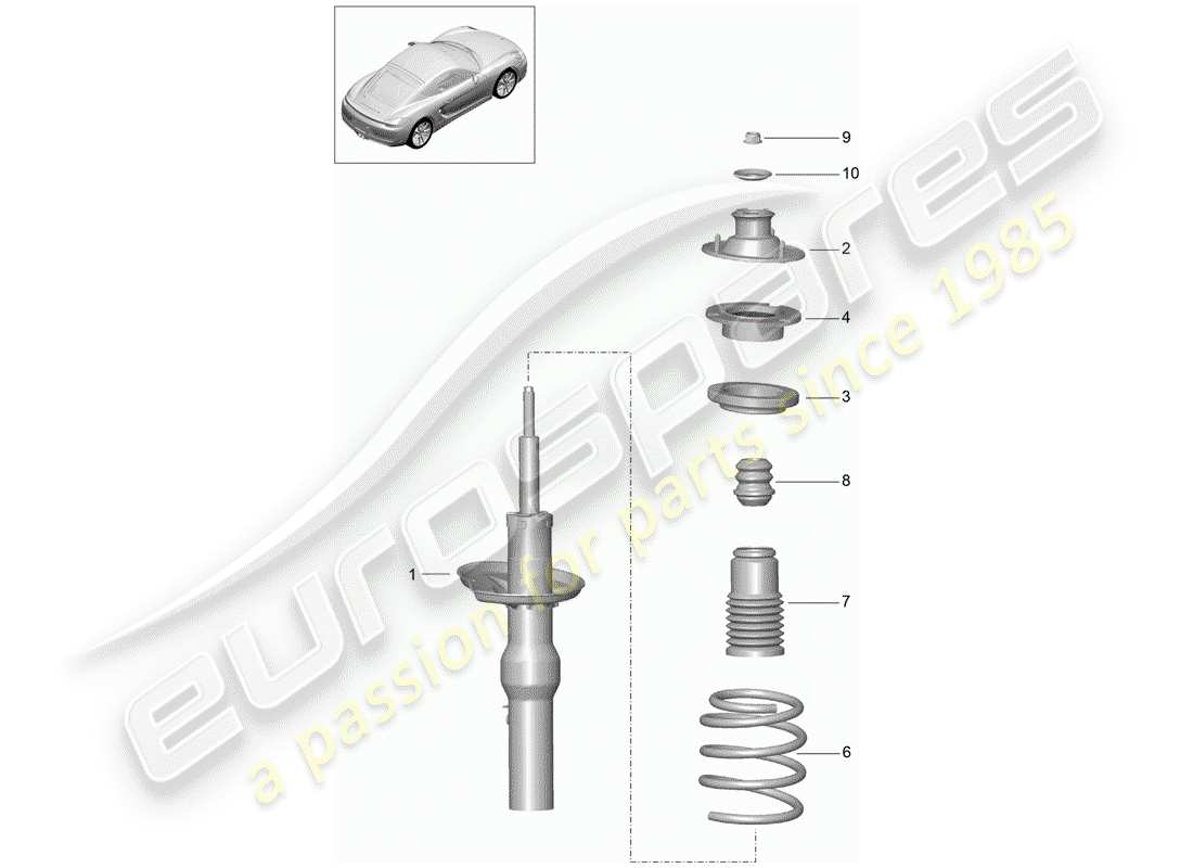 porsche 2016 (981 cayman) shock absorber part diagram