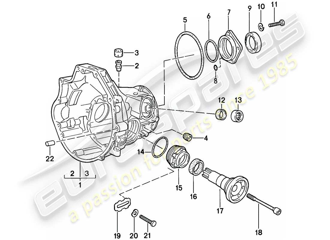 porsche 1986 (944) replacement transmission - final drive housing - for - automatic transmission part diagram