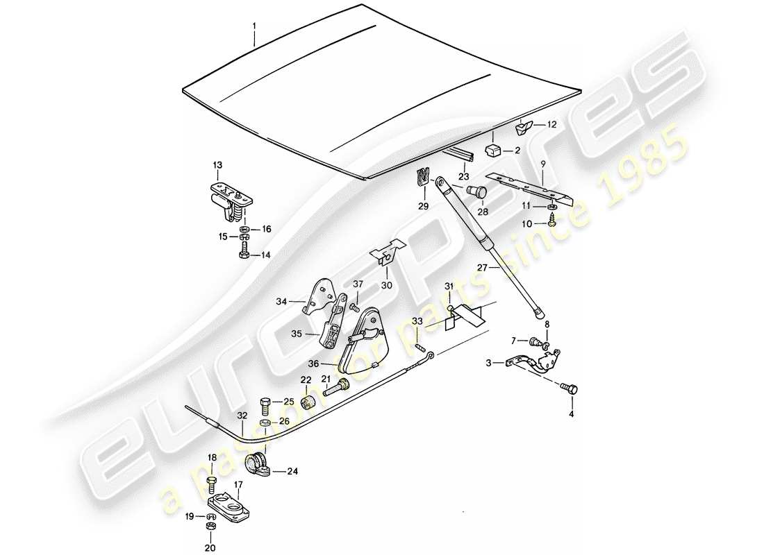 porsche 1986 (944) cover - actuator part diagram