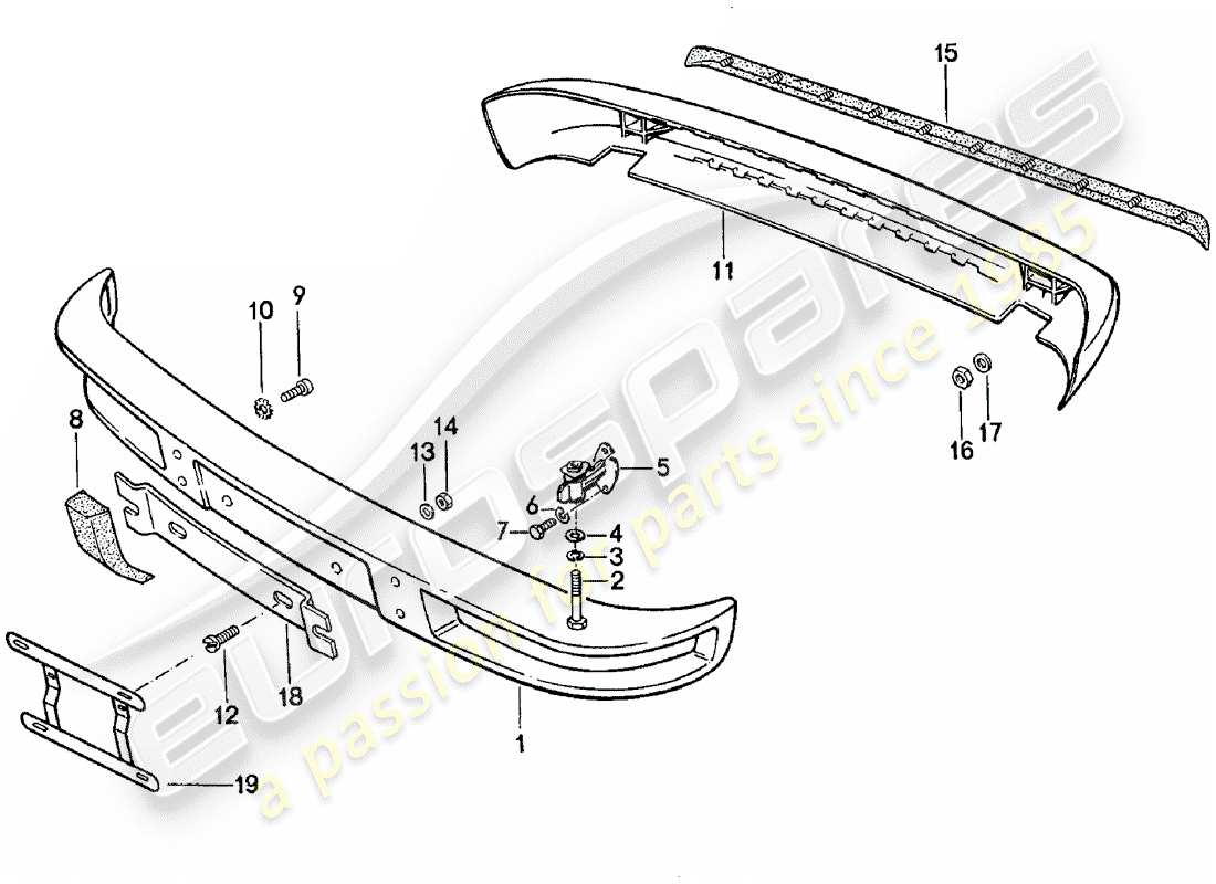 porsche 1985 (924) bumper - without: - buffer part diagram