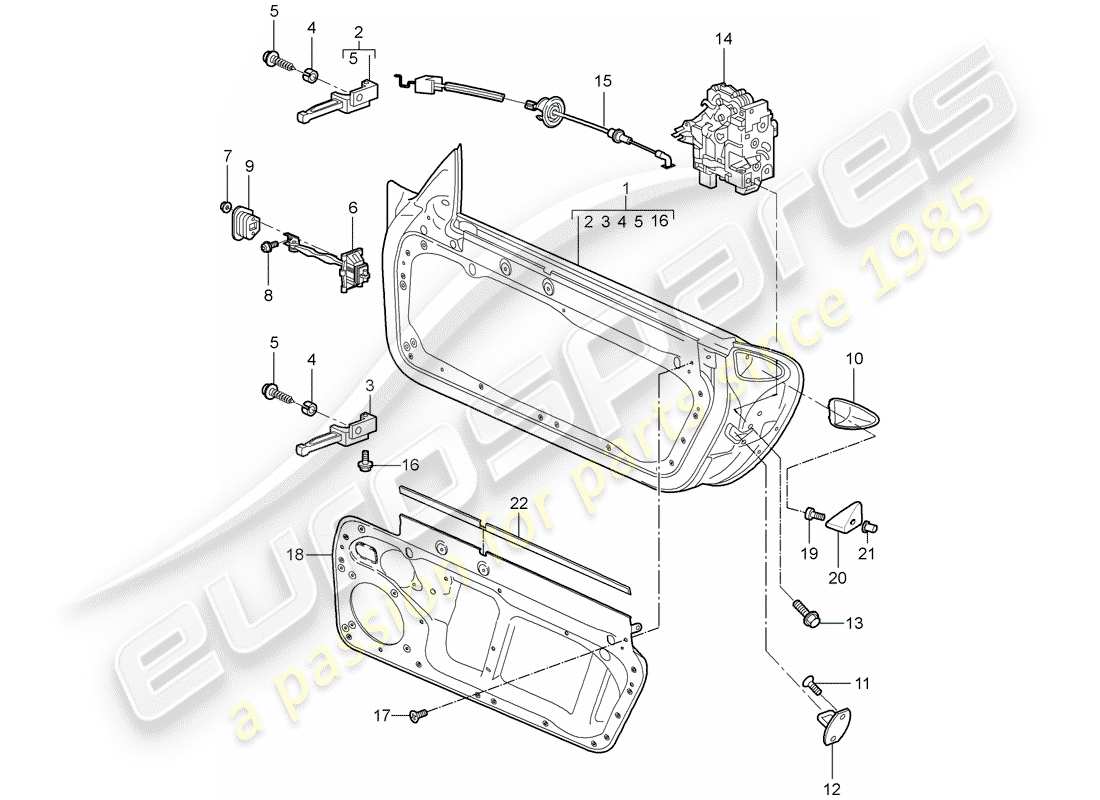 porsche 2007 (997-1) door shell part diagram