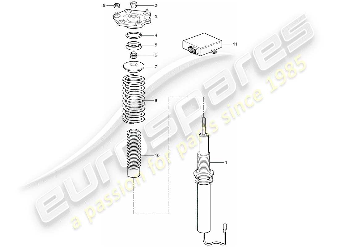 porsche 2007 (997-1 gt3) suspension part diagram