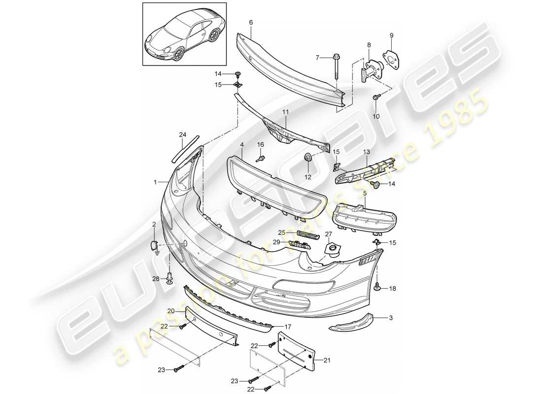 porsche 997 gen. 2 (2009) bumper parts diagram