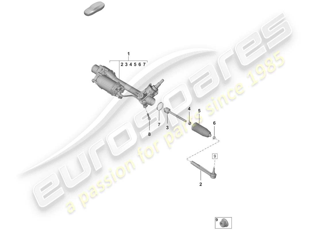 porsche 2019 (992-1) steering gear part diagram