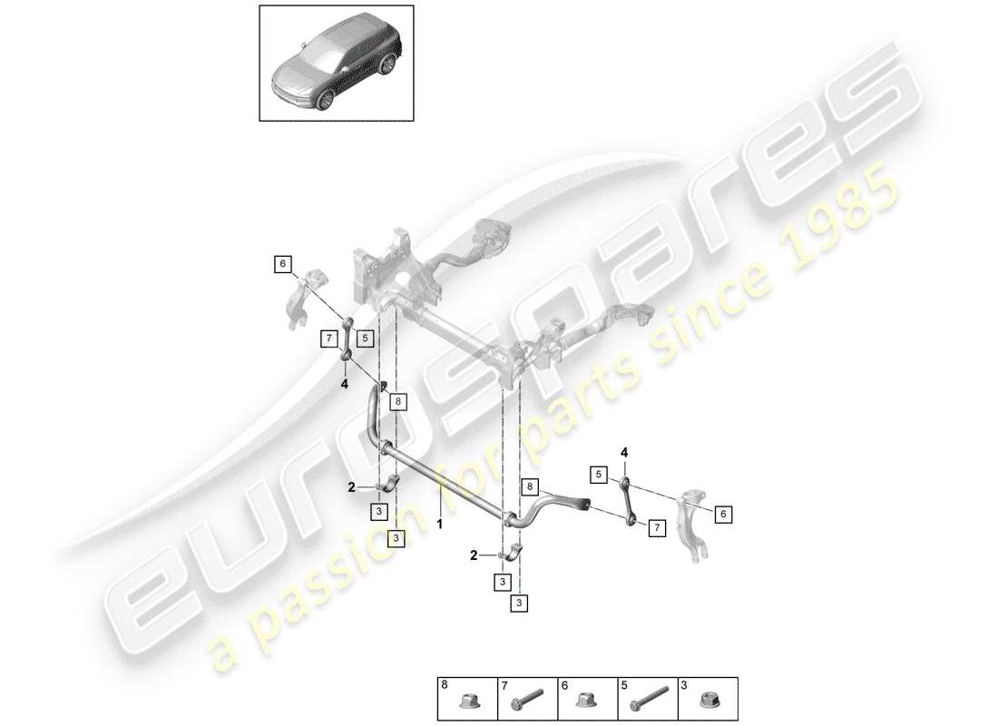 porsche 2020 (cayenne e3 9ya/9yb) stabilizer part diagram