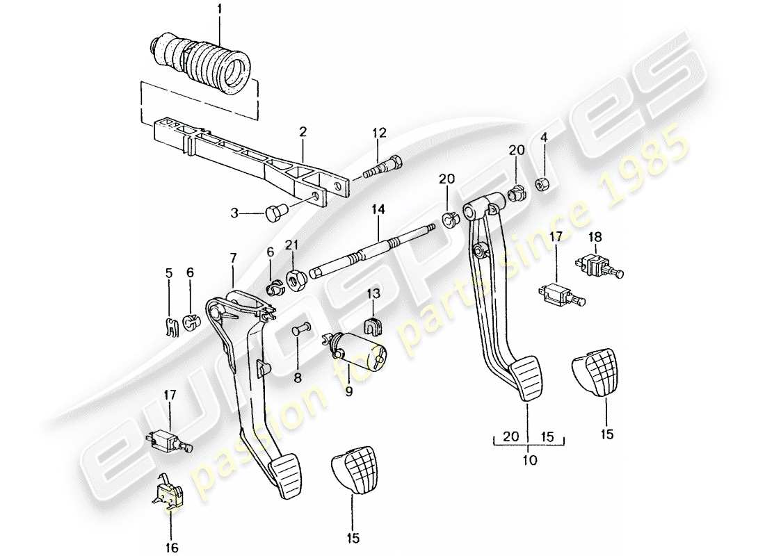 porsche 2001 (996 turbo / gt2) pedals part diagram