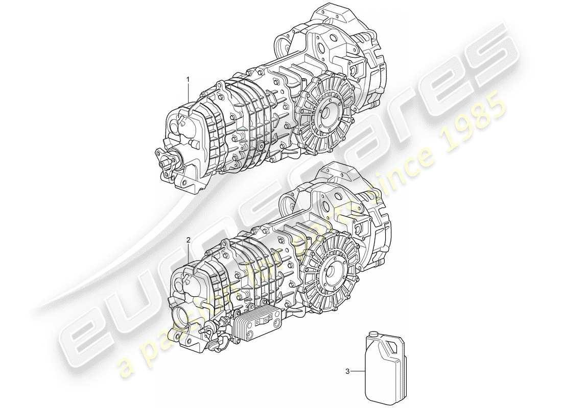 porsche 2007 (997-1 turbo / gt2) replacement transmission parts diagram