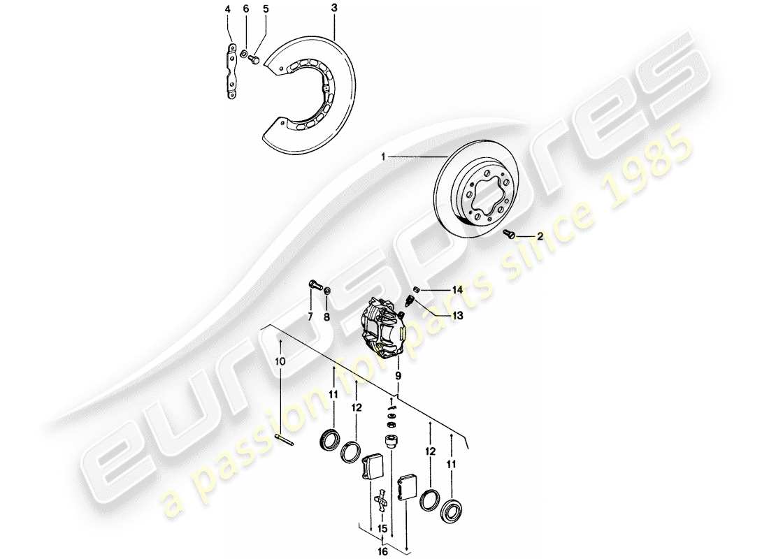 porsche 1973 (914) disc brakes part diagram