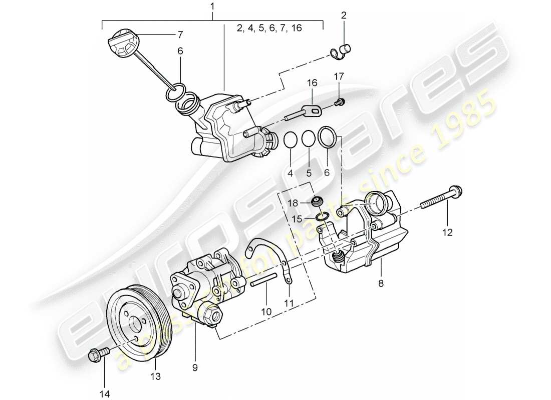 porsche 2007 (997-1) power steering part diagram