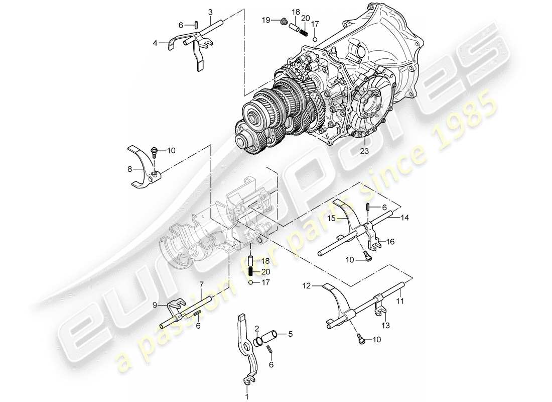 porsche 2007 (997-1) selector shaft part diagram