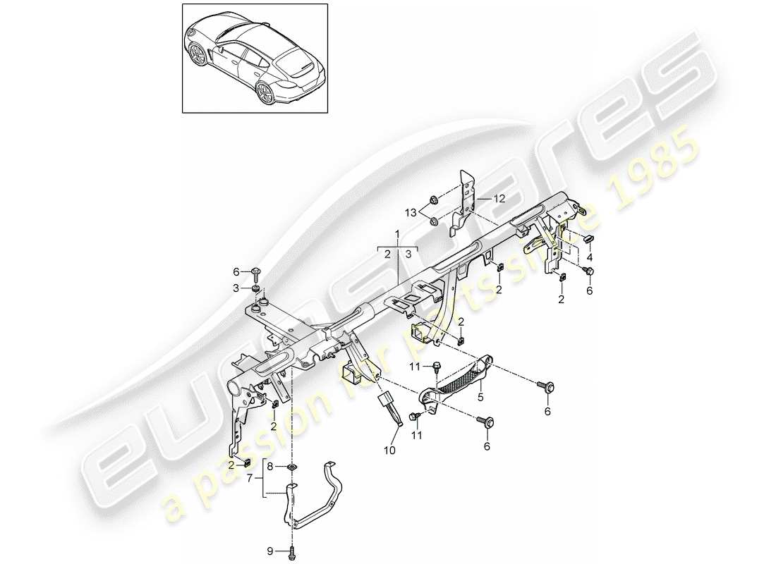 porsche 2015 (panamera 970) retaining frame part diagram