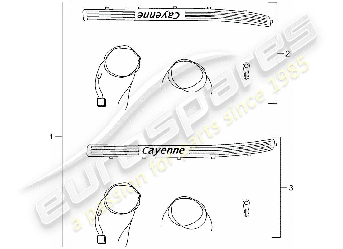 porsche 2010 (tequipment cayenne) scuff plate - sill panel part diagram