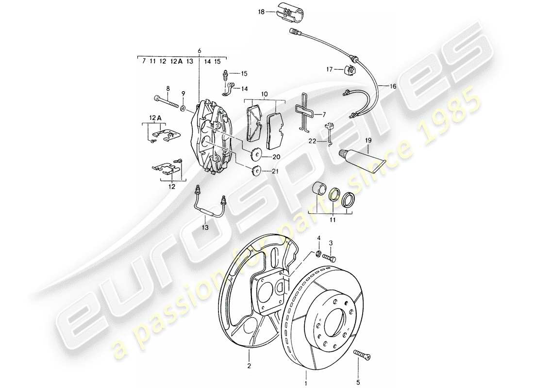 porsche 1992 (928) disc brakes - see technical information - gr.4 nr. 1/89 part diagram