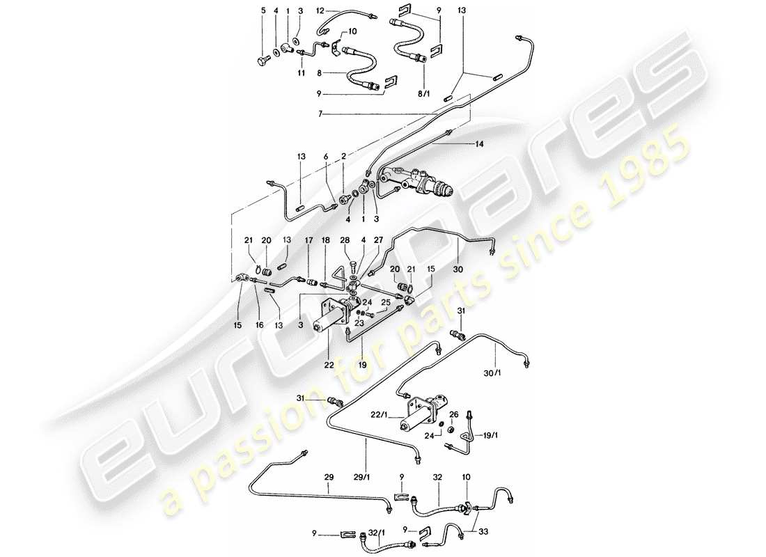 porsche 1970 (914) brake lines part diagram