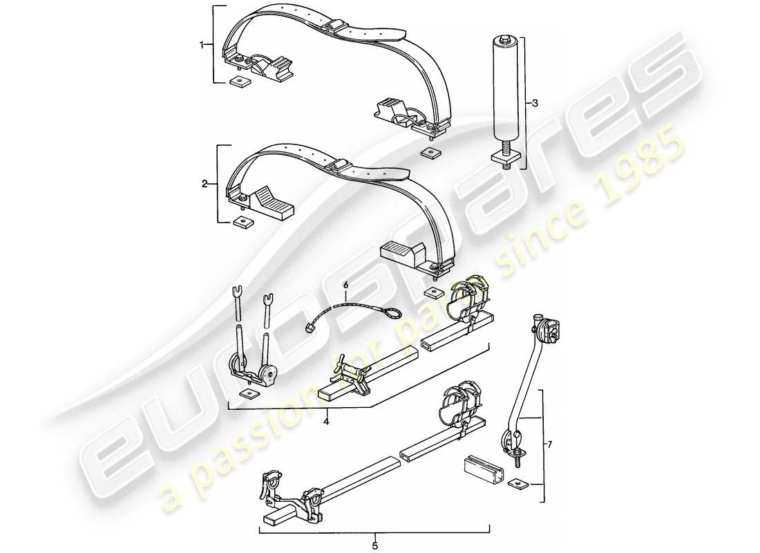 porsche 1983 (928) roof transport system part diagram