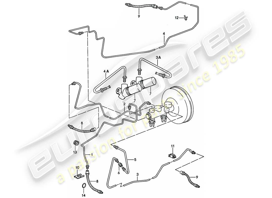 porsche 1980 (928) brake lines - only in combination with: - vacuum booster - 928.355.023.03 /04 - without: - brake pressure regulator - f >> 92-88101 129 part diagram