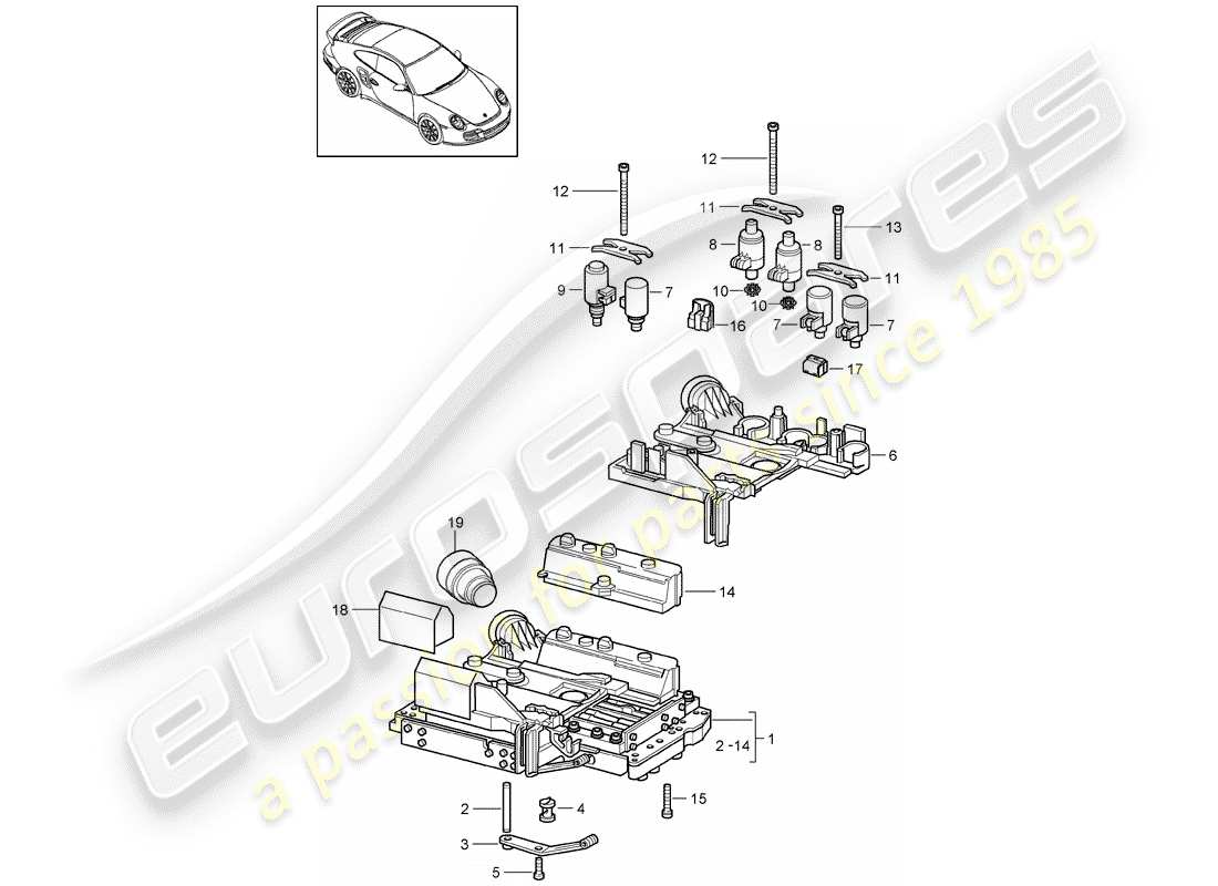 porsche 2008 (997-1 turbo / gt2) tiptronic part diagram