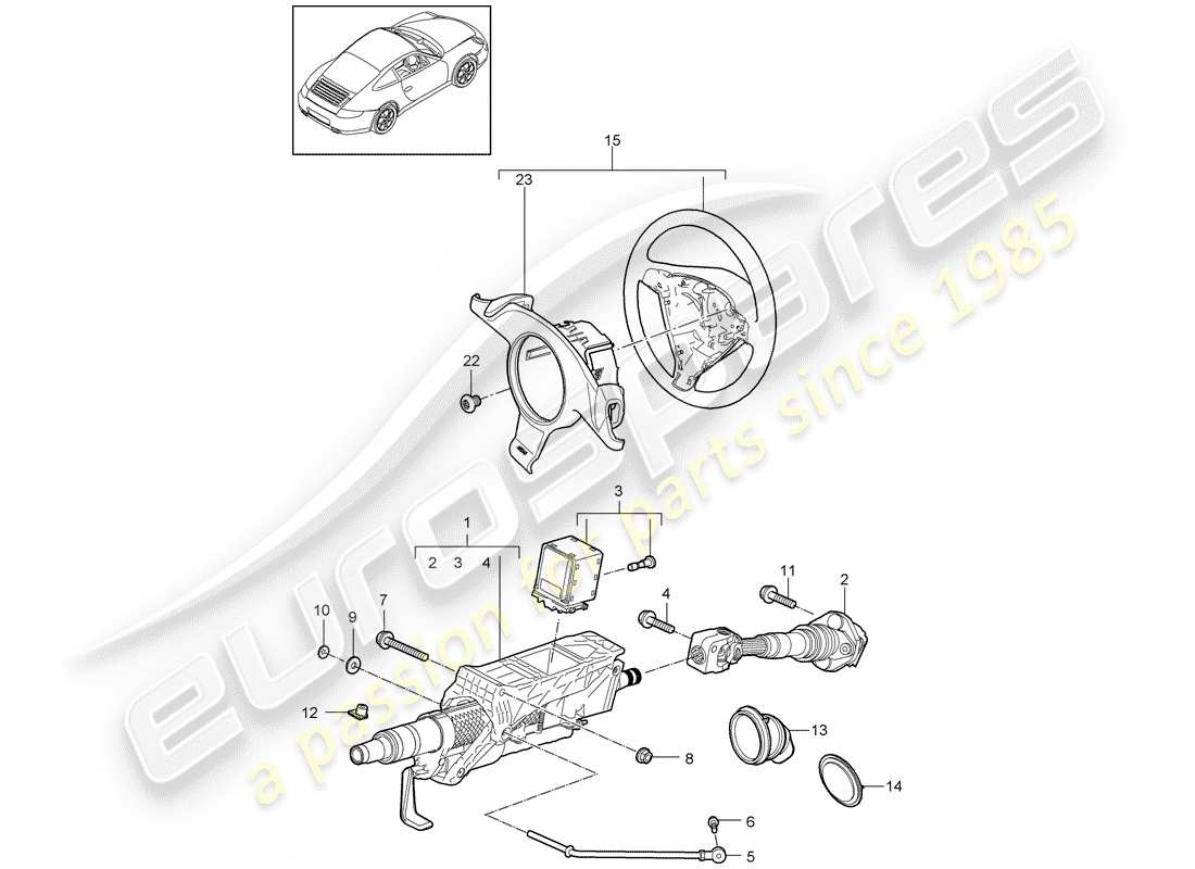 porsche 911 t/gt2rs (2012) steering protective pipe part diagram