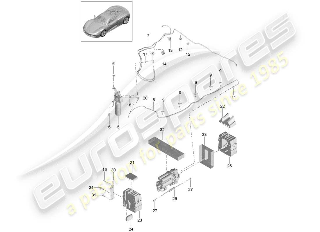 porsche 2015 (918 spyder) front axle part diagram