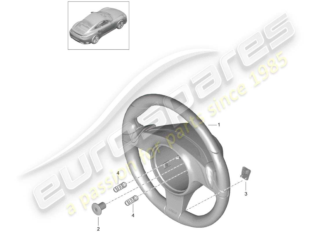 porsche 2020 (991-2 turbo) steering wheel part diagram