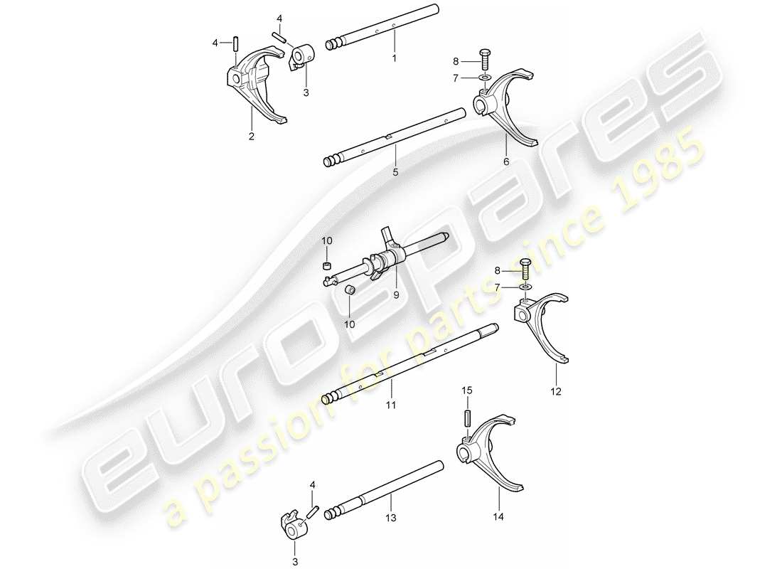 porsche 2011 (997-2 gt3) selector shaft part diagram