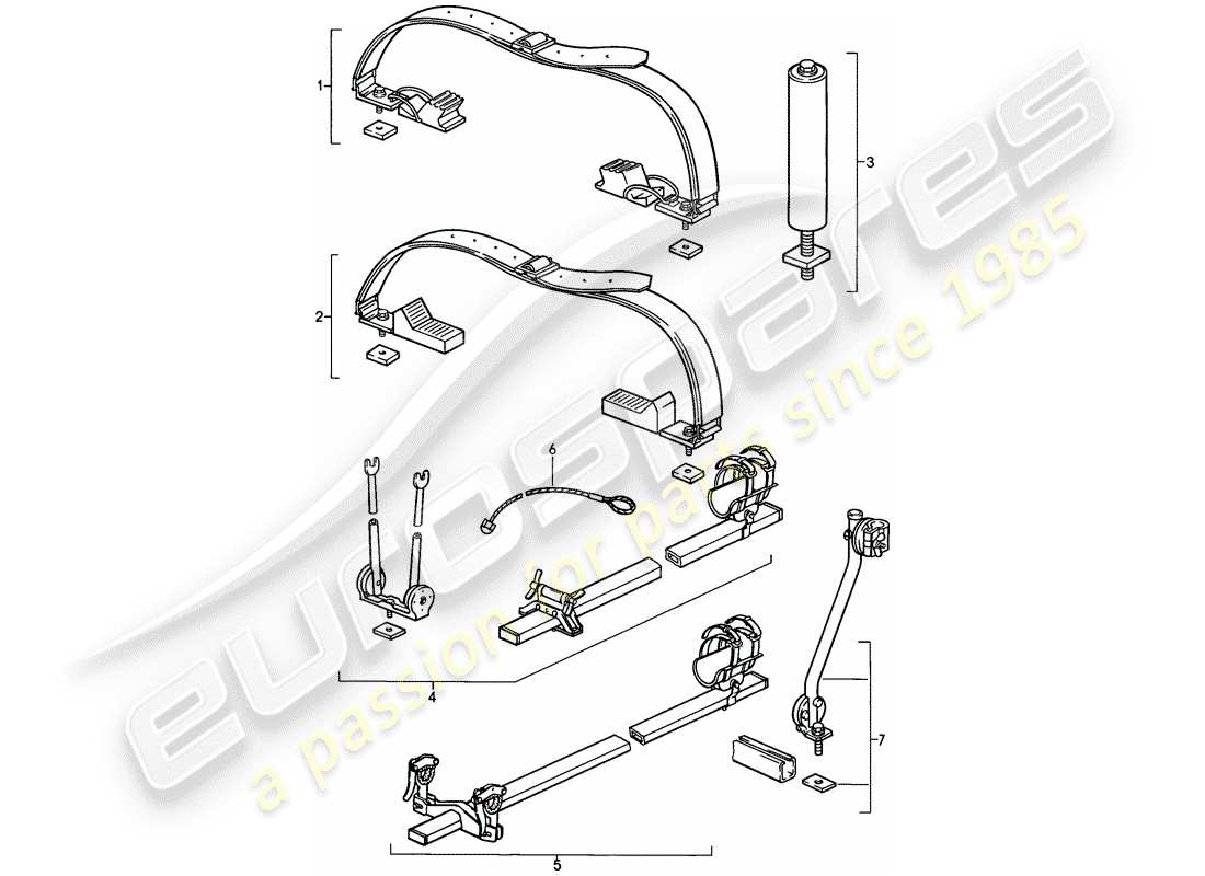 porsche 1981 (928) roof transport system part diagram