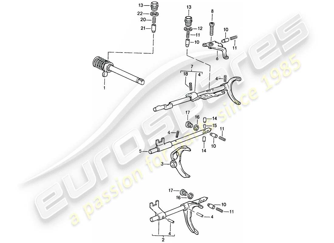 porsche 1986 (944) transmission control - manual gearbox part diagram