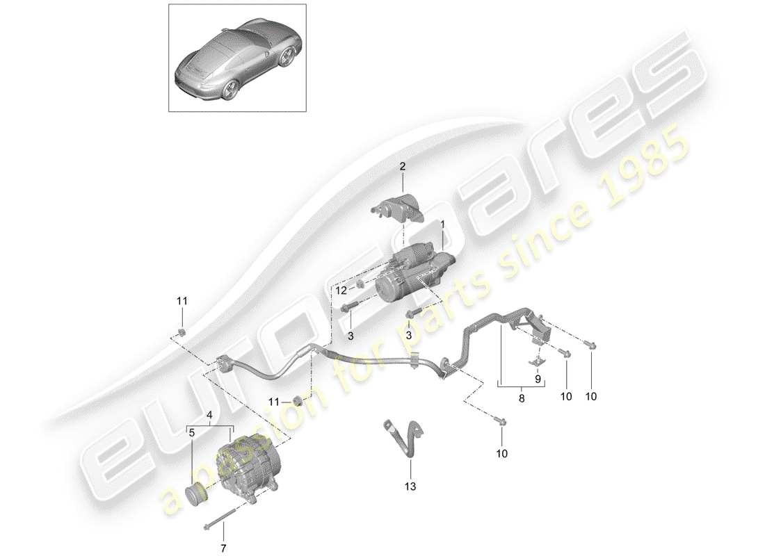 porsche 2015 (991-1) starter part diagram