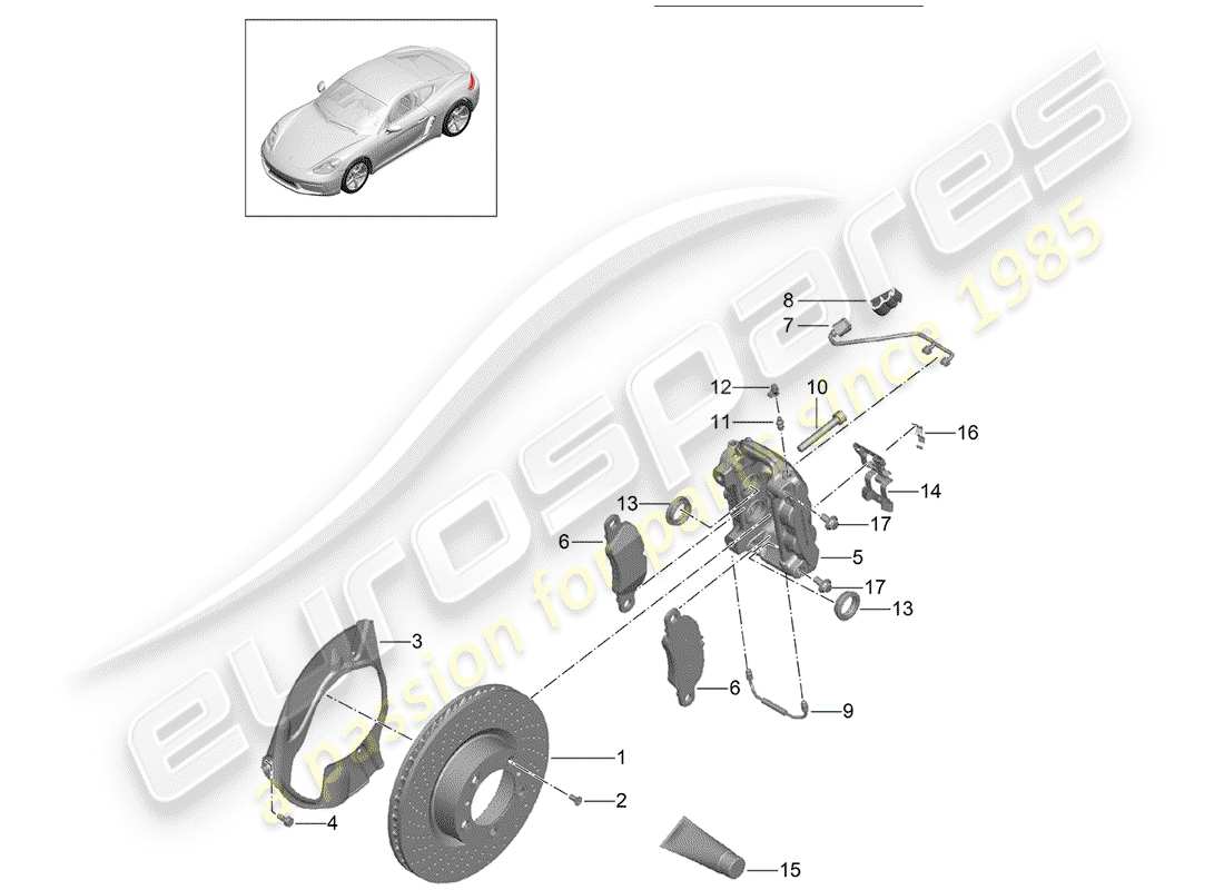 porsche 2019 (718 cayman) disc brakes part diagram