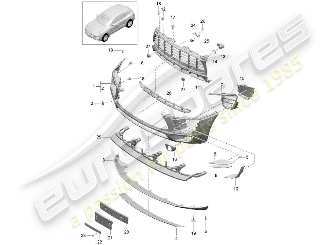 porsche macan (2017) bumper part diagram