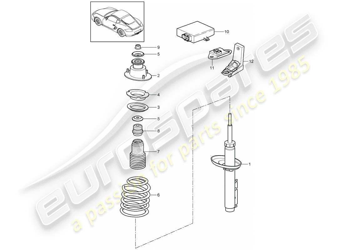 porsche 2011 (987 cayman) shock absorber part diagram