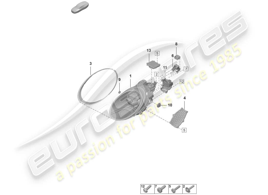 porsche 2019 (992-1) led headlight part diagram
