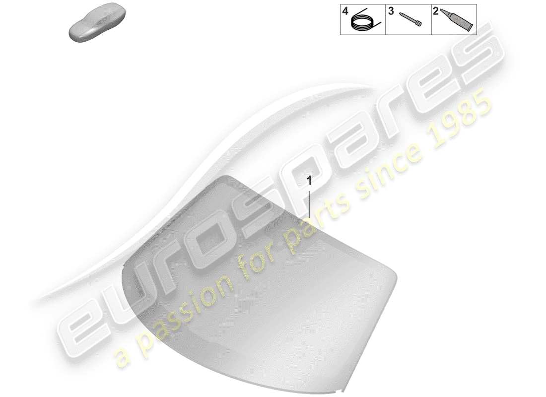 porsche 2020 (992-1) windshield glass parts diagram