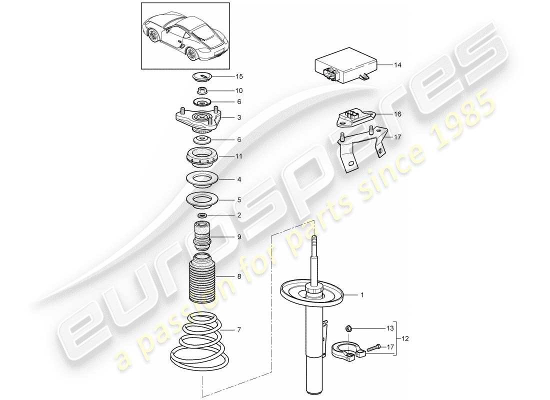 porsche 2011 (987 cayman) suspension part diagram