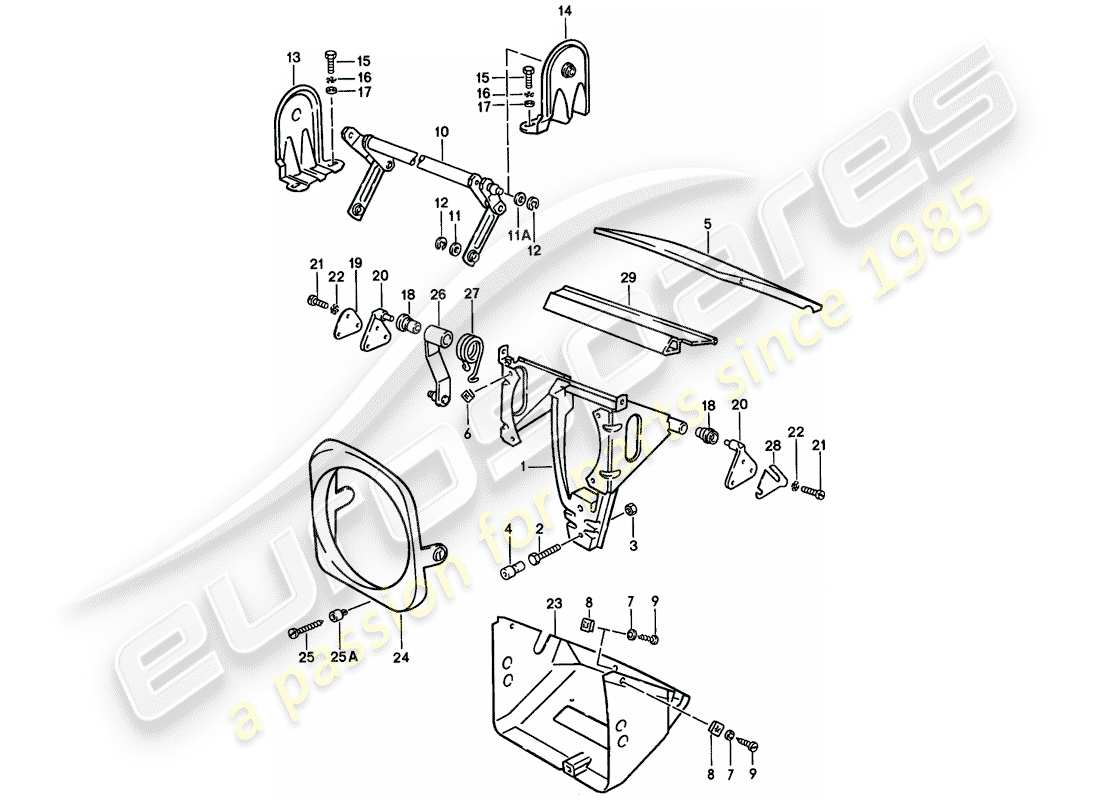 porsche 1978 (924) pop-up headlight part diagram