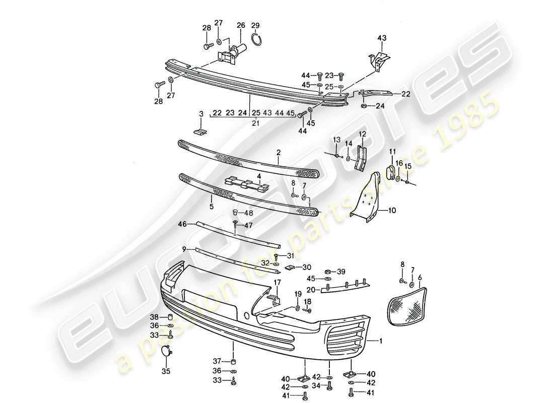 porsche 1987 (959) bumper parts diagram