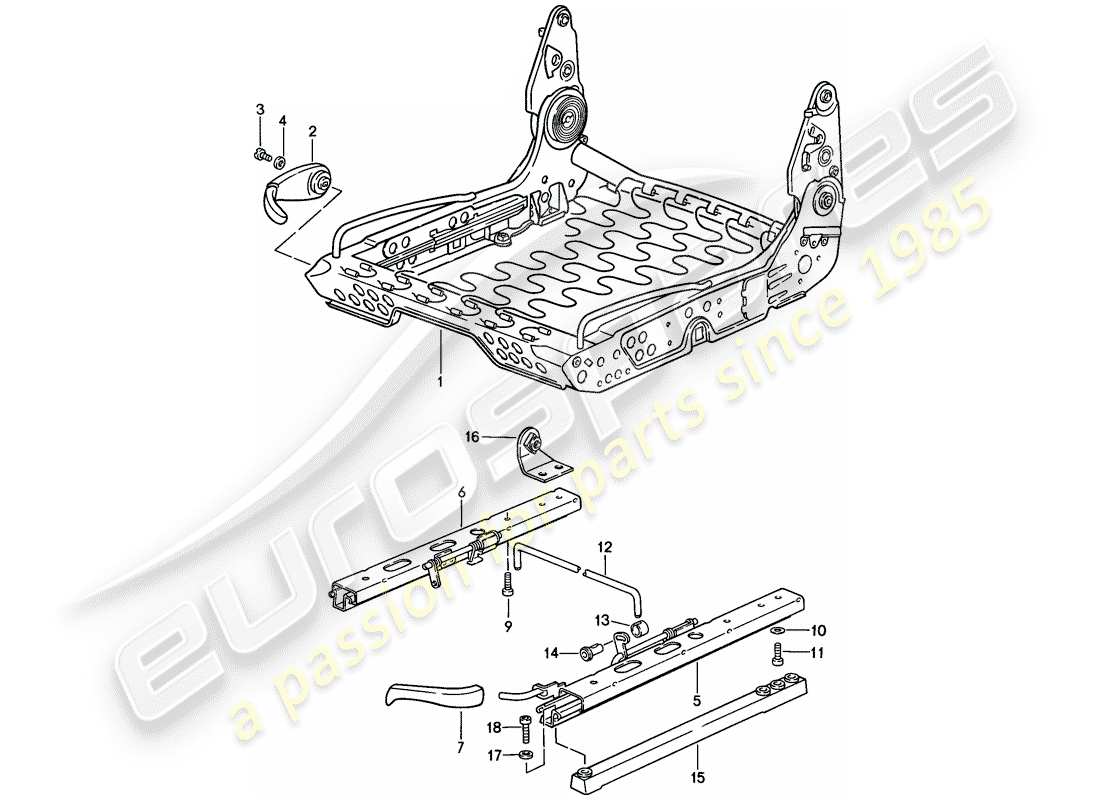 porsche 1986 (911) frame for seat - manually adjustable - d - mj 1985>> part diagram