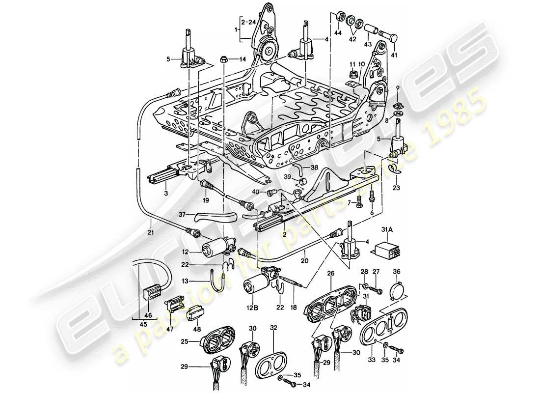 porsche 1984 (911) frame for seat - electric part diagram