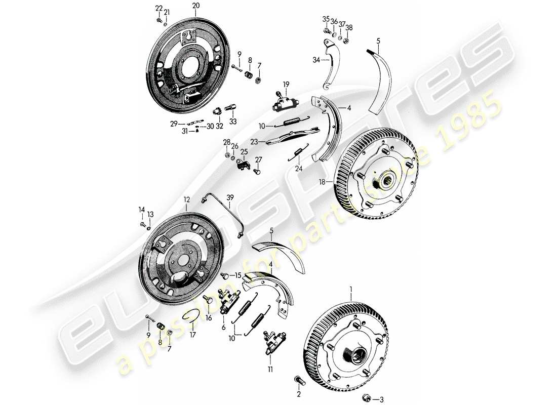 porsche 1963 (356b/356c) brake part diagram